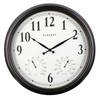 CLXEAST 16" Outdoor Clocks Waterproof with Thermometer & Hygrometer,Black