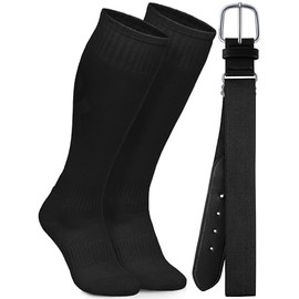 Gnodio Baseball Socks and Belt Combo Set Youth Boys Adjustable Baseball Softball Socks and Belt for Boys Girls