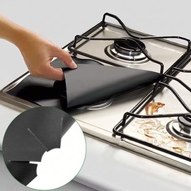Reusable Stove Burner Covers Set  4PCS – Non-Stick Washable Gas Stovetop Protectors in  Black