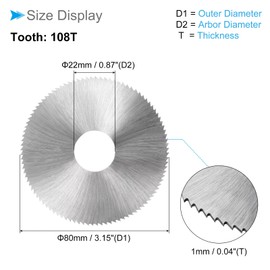 CoCud HSS Saw Blade, 3.2" Outer Dia 0.04" Thickness 108 Tooth, Circular Cutting Wheel Rotary Tools with 4/5" Arbor - (Applications: for Wood Cutting)