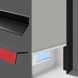 SEEYE Blackout Light Blockers, PVC Light Blockers Side Tracks for Roller Window Shades and Blinds 100% Blackout L-Shaped Light Blocking Strips for Bedroom, Easy to Install(Black, 57.3'', 2pcs)