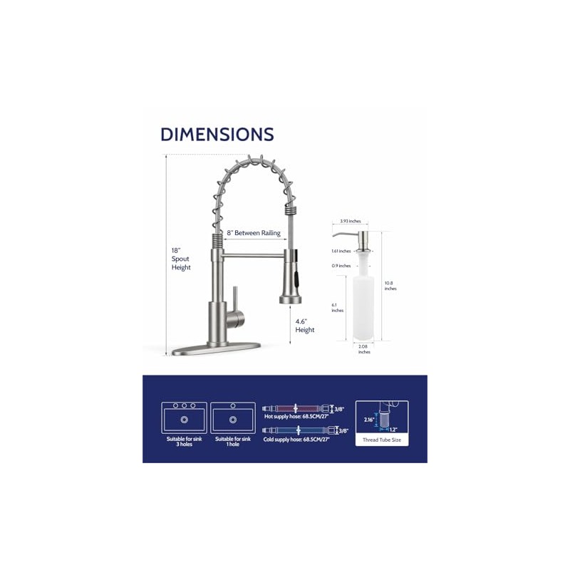 LUFEIDRA Kitchen Faucet with Pull Down Sprayer and Soap Dispenser,