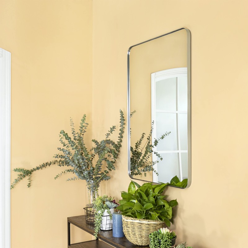 GRACTO 24x36'' Brushed Nickel Metal Framed Bathroom Mirror for Wall