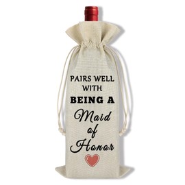 Ximalun Maid of Honor Gifts Wine Bag Bridesmaid Proposal Gifts Pairs Well with Being a Maid of Honor Wine Bag Wedding Gifts for Maid of Honour Engagement Bridal Shower Bachelorette Party Gift