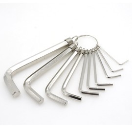 Cheerock 10pcs Silver Allen Wrenches Set, 1.5-10 mm Hex Key Key Chain Set, Portable L Shape Bike Allen Wrench Repair Tool