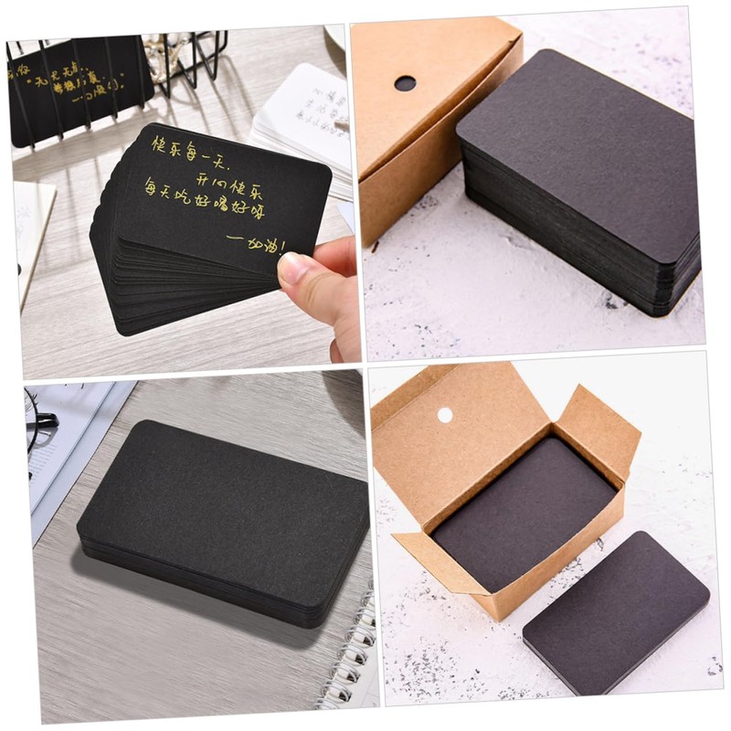 Operitacx 100pcs Black Blank Index Cards for Writable Vocabulary Learning