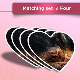 Vinyl Heart Stickers (Set of 4) - Off Roading Quad ATV Dirt Car Fun Decals for Laptops,Tablets,Luggage,Scrap Booking,Fridges #12631