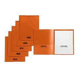 School Smart Take Home Heavy-Duty Folders, Orange, Pack of 24