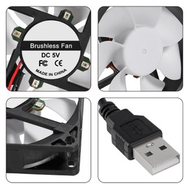 2pcs 80mm/3.15inch for DC Fan 5V Computer Case Fan 80x80x25mm USB 8025 Blue LED Power Cooling Fan DC Brushless Cooler Fan 8cm for PC Case CPU Brushless Axial Radiator Fan