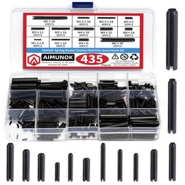 AIMUNOK 435-Piece Roll Pin Assortment Kit - Slotted Tension Pins, Split Dowels & Expansion Spring Pins - Includes M1.5 to M6 Sizes (13 Types) - Durable Spring Steel for Secure Fastening