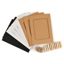 30 Pack Paper Photo Frames 4x6 Inch/15.5 x 11.5 cm with Clips and Ropes, Multi Photo Wall Hanging Craft Photo Frames Ornament, Picture Frames Collage Wall Decor (3 colors)
