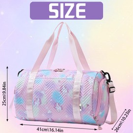 AUNGKWANG Unicorn Yoga Bag, Sports Bag, Girls' Unicorn Yoga Bag, Travel Bag, Swimming Bag, Waterproof Gym Bag, Sports Backpack, Training Bag with Shoe Compartment & Wet Compartment, pink, Sports bag