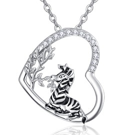 TANGPOET Horse Necklace 925 Sterling Silver Heart Horse Pendant Valentine's Day Jewellery Gifts for Women Girls Ladies, Sterling Silver