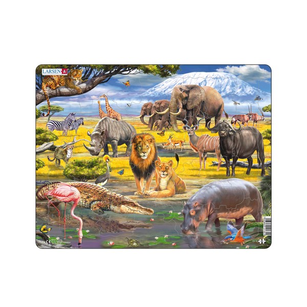 Larsen- Puzzle encadré Animaux de la Savane 43 pièces, FH30