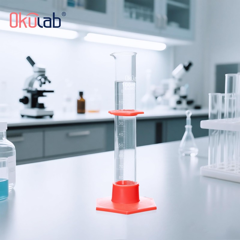 Graduated Cylinder, 4pcs of Vol.100ml, Borosilicate 3.3 Glass Cylinder, Lab