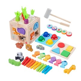 Juguete Educativo Montessori 8 en 1 de Madera | Juego Didáctico para Niños con Animales, Frutas, Formas, Colores y Actividades Sensoriales