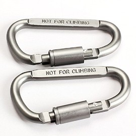 ADD GEAR 2Pcs Screw Lock Buckle D-Shaped Carabiner Hook - Steel Grey