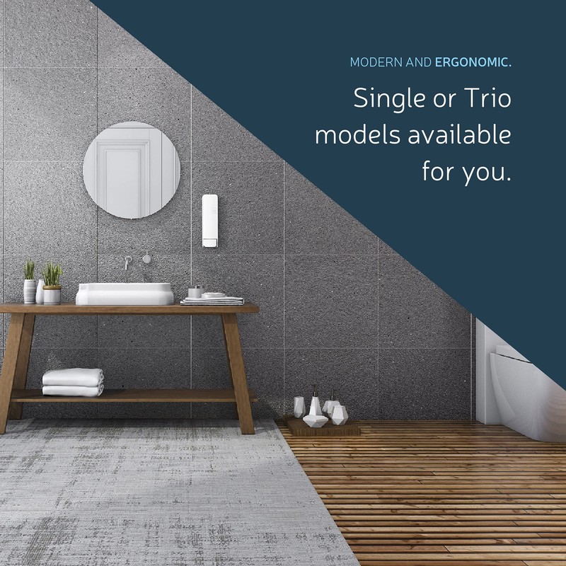 EZPULL EZ-SHOWER Wall Mount Body/Hair/Conditioner Trio Shower Dispenser for Bathroom/RV/Airbnb,