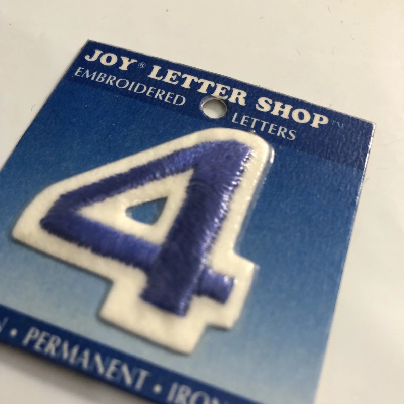 Joy Letter Shop Blue Number 4 1.5” Iron On Embroidered