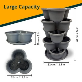 SunVara Vertical Gardening Stackable Planter Strawberry Planter Tower 5 Tier Herb Garden Planter Outdoor Herb Planter Outdoor Vertical Planter Garden Tower Stackable Planters Vertical Garden