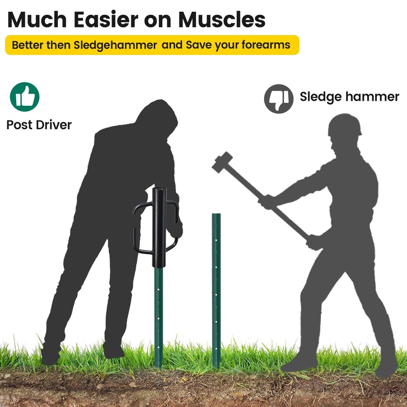 Fence Post Driver, 17 Inch Post Driver with Handle, 2.7