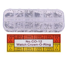 Rubber O Assortment Kits, 12 Sizes Watches Sealing Gaskets Set with Seal Tiny Crown-O- Box, 1.4-2.8mm