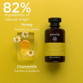 Apivita Shampoo Uso Frecuente 250ml - Shampoo natural sin sulfatos ni parabenos con manzanilla y miel - Hidrata, ofrece suavidad y elasticidad, ayuda 