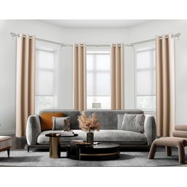 Bay Window Curtain Rods, HOTOZON 7/8 Inch Heavy Duty Curtain Rods for Bay Windows 48-84 Inch(Center Rod), 32-58 Inch Side Rods for Windows, Decorative Drapery Rod with End Cap Finials, Antique Silver