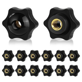 Pack of 14 Star Grip Nuts M8 Large Knurled Screw M8, Black Knurled Nut Universal Star Screw, M8 x 32 mm Star Head Screw Assortment for Machine Tools, Furniture and Electronic Devices