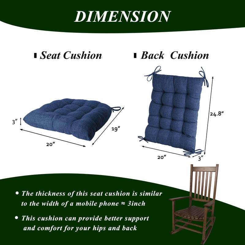 FlyGulls Extra Large Rocking Chair Cushion with Thick Padding High
