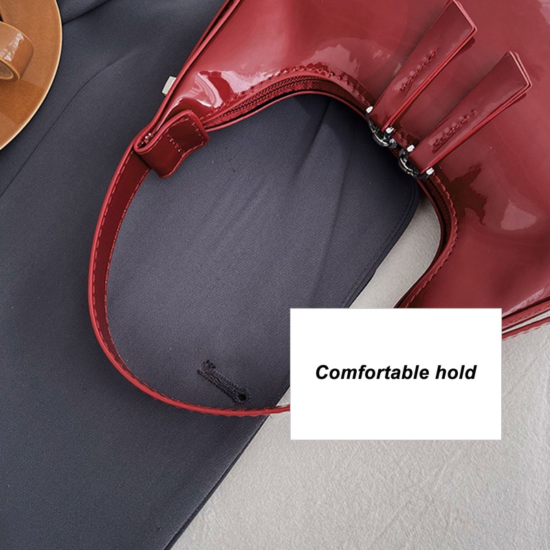 Women Underarm Bag Fashionable Glossy Surfaces PU Leather Shoulder Messenger