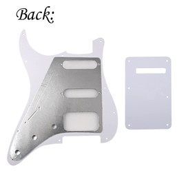 1Pcs Yootones 11 Hole Round Corner Strat HSS Pickguard Guitar BackPlate Set with Pickguard Screws Compatible with USA/Mexican Stratocaster Mounting Open Pickup (4Ply White Pearl)