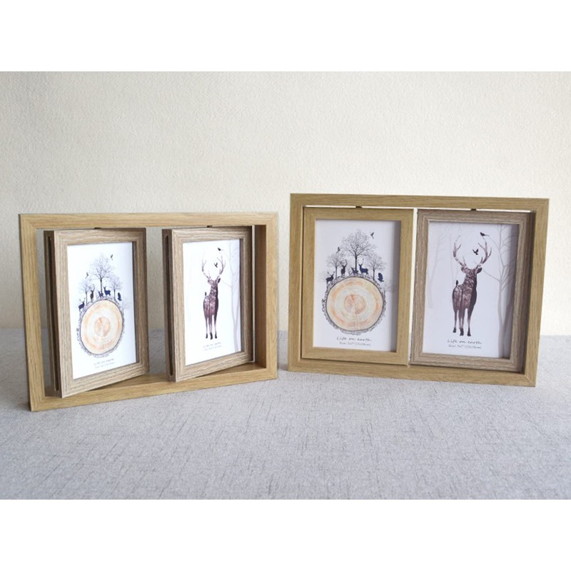 Double Sided Rotate Photo Frame,Wooden Photo Frame,Holds 4 Photos 6x4,Wedding