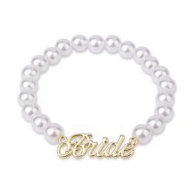 Mikovivi Bride Pearl Beaded Bracelet, Bridesmaid Bracelet Bachelorette Party Decorations Bridesmaid Gift for Bridal Shower Favor Wedding Accessory