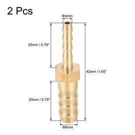 uxcell Straight Brass Barb Fitting Reducer, Fit Hose ID 8mm to 4mm 2pcs