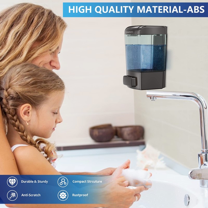 SVAVO Wall Mounted Soap Dispenser Kitchen Bathroom Manual Soap Dispenser