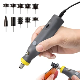 BAUSATZ Handheld Leather Edge Burnisher Electric Leather Burnishing Machine Leather Polish Machine Leather Edge Grinding Machine Electric Leather Burnishing Tool + 10PCS Ebony Wood Edge Slicker