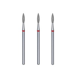 STALEKS PRO Nagelhautfräser-Set, 3-teilig, 2,1 x 0,8 mm, Flammenform (feine Körnung)