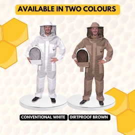 USKEEPERS 3-Layer Ultra Ventilated Bee Suit for Men & Women – Premium Beekeeping Suit with Bee Gloves & Two Detachable Beekeeping Veils (White S)
