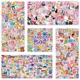 CUTELIILI 500pcs Cute Waterproof Stickers, Water Bottle Stickers for Kids, Stickers Pack Random Sticker for Laptop Computer Skateboard Helmet s for Teens Girls Adults