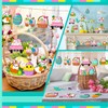 24 Wooden Bunny Easter Pendants with String, 8 cm Eggs,