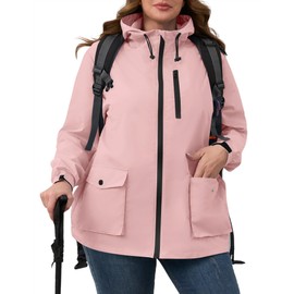 Avoogue Plus Size Rain Jackets For Women Packable Lightweight Waterproof Jacket Women Travel Raincoat Packable Pink Xl