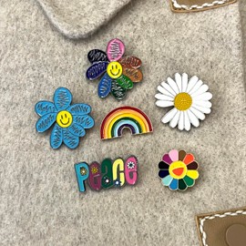 Cute Enamel Pin Set Lapel Pins Brooches Cartoon Flower Brooch Badge Pins for Clothes Bags Backpack Party Decoration Gift