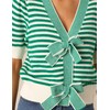 InterNos Womens Bow Front Short Sleeves Sweater Classic Striped V