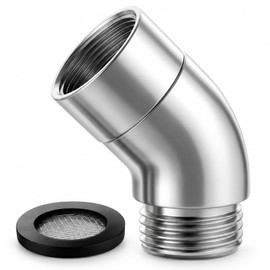 Adattatore per soffione doccia, adattatore angolare a 135 gradi, in ottone massiccio, prolunga per soffione doccia da 1/2", con angolo di prolunga per doccetta (cromato) (girevole)