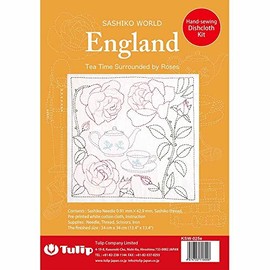 Tulip Embroidery, White, Green, One Size