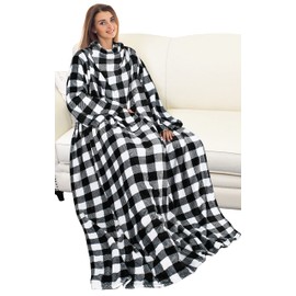Catalonia Wearable Blanket with Sleeves and Pocket, Cozy Soft Fleece Mink Micro Plush Wrap Throws Blanket Robe for Women and Men