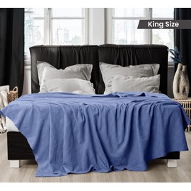 Utopia Bedding Wedgewood 100% Cotton Blanket [King Size - 90x108 Inch] 350GSM Lightweight, Soft and Breathable Thermal Blanket for All Seasons