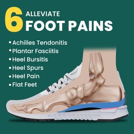 Plantar Fasciitis Fersenschalen-Welnove Arch Support Anti-Rutsch Einsätze für Fuß Ferse Schmerzlinderung, Ferse Einlegesohlen Orthopädisch für flache Füße, Ferse Spur und Achillessehne, Frauen 36,5-41