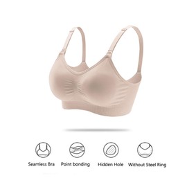 Baycat 2 Pack Hands-Free Bra, Hands-Free Nursing Bra, Maternity Bra, Easy Breastfeeding, Comfortable Breast Pump Bra, Adjustable Nursing Maternity Bra for Breastfeeding(XL,Flesh Color)